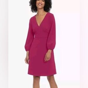 Donna Morgan Women's Long Sleeve V-Neck Dress